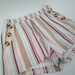 ⭐3/$30 altar'd state Gauze Strped Lined Multicolored Shorts M Button Detail